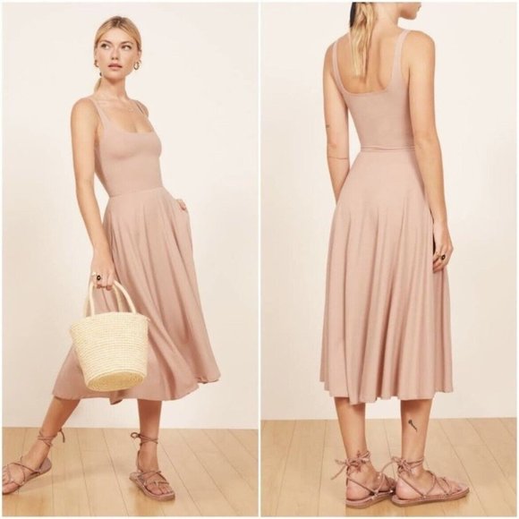 Reformation Dresses Reformation Rou Knit Dress Blush Pink Midi